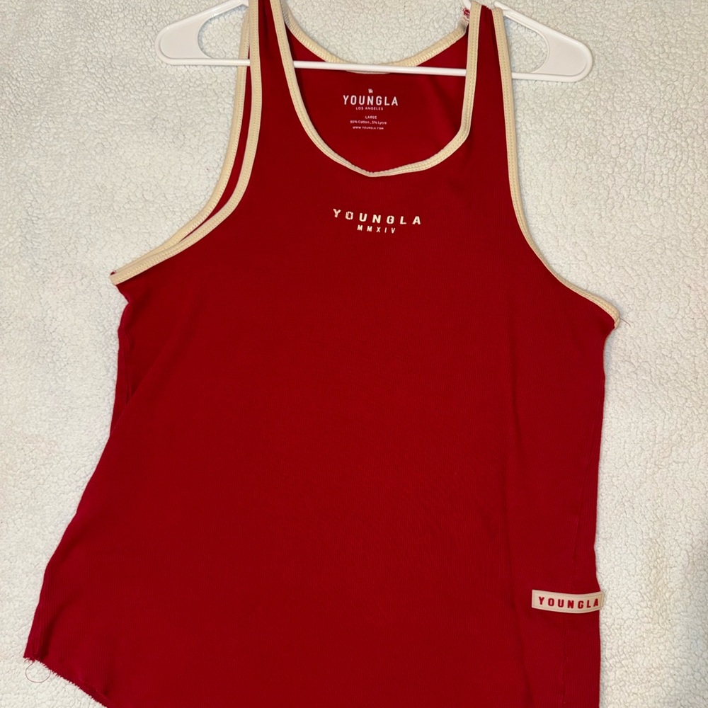 YoungLA Red Tank Top with Cream Trim